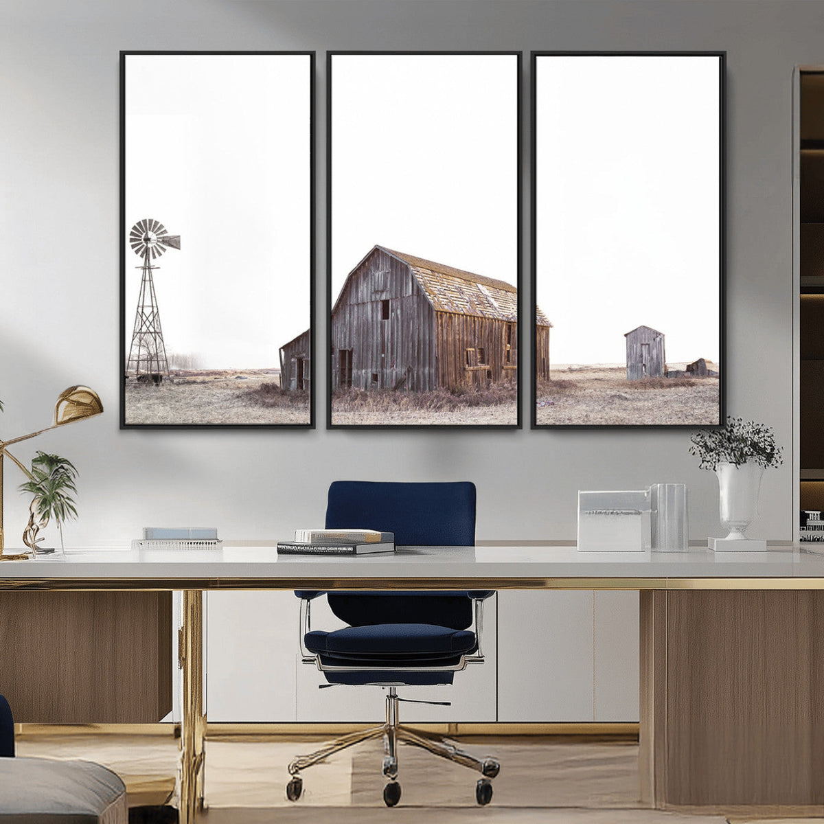 Set of 3 Rustic Farmhouse Wall Art Prints – Country Barn,