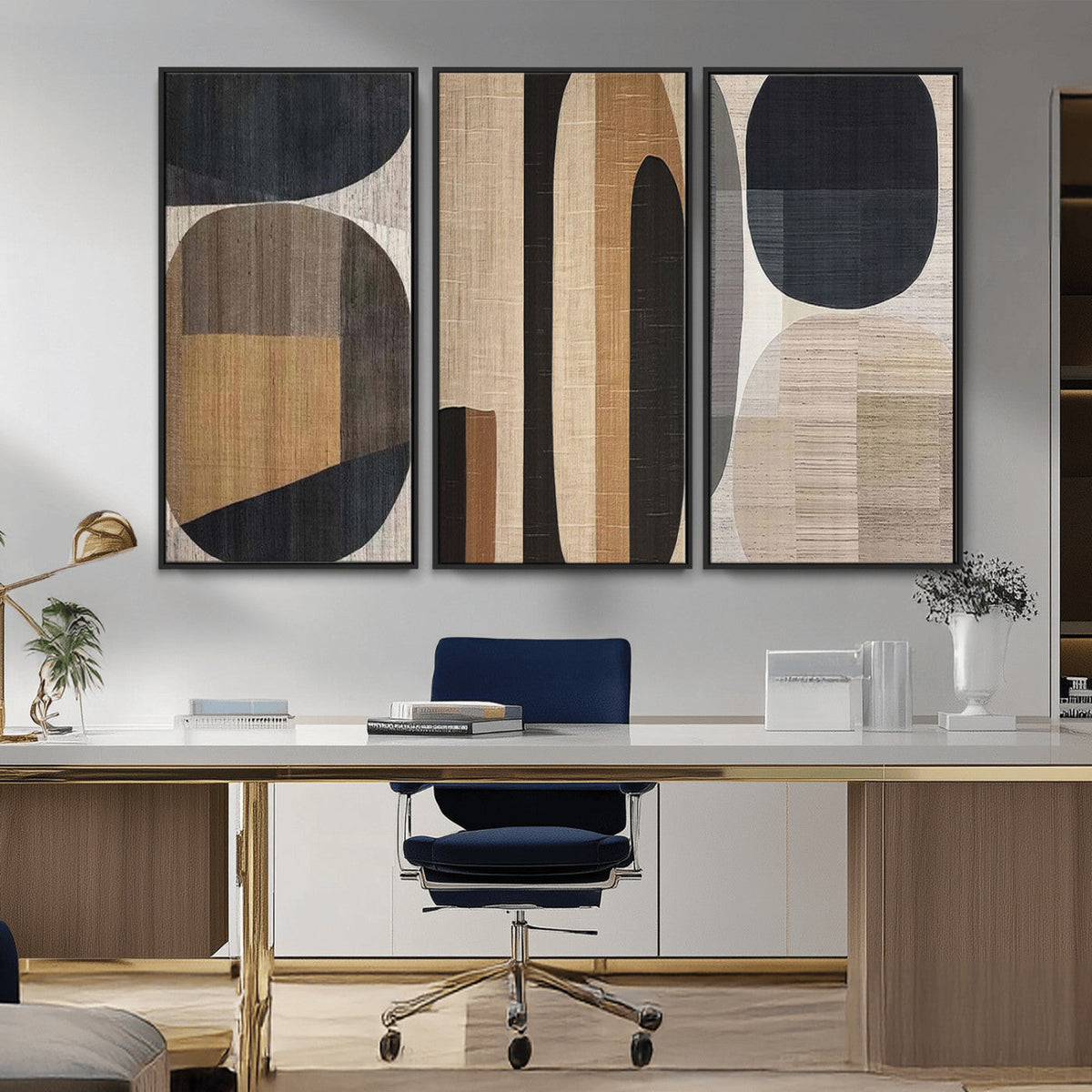 Abstract Minimalist Canvas Wall Art - Neutral Geometric