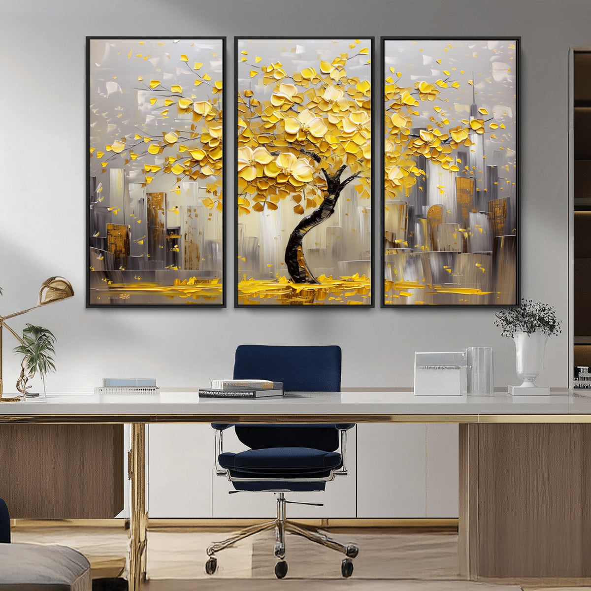 Golden Tree Canvas Print | Abstract Wall Art for Modern