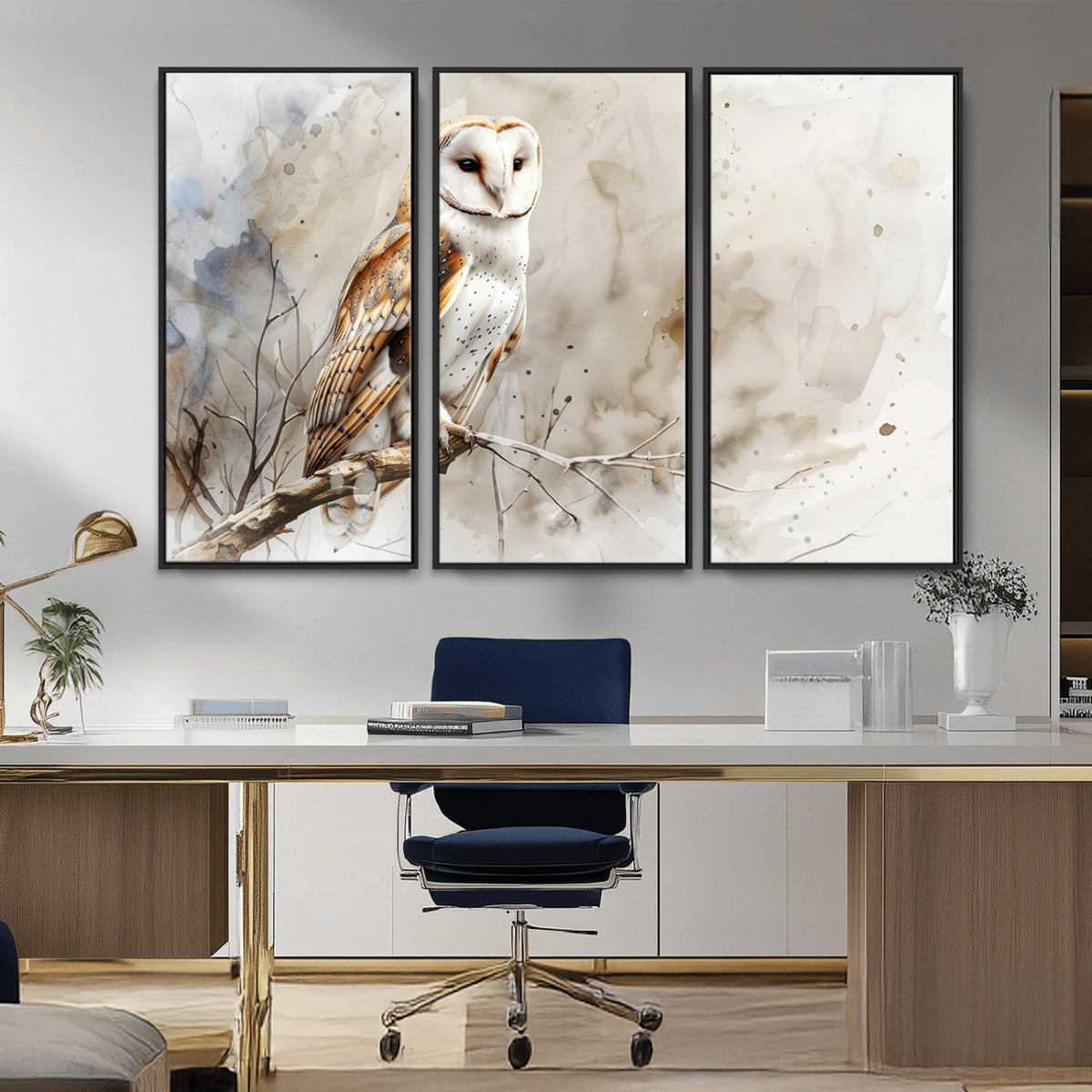 Barn Owl Wall Art | Watercolor Canvas Print | Perfect for