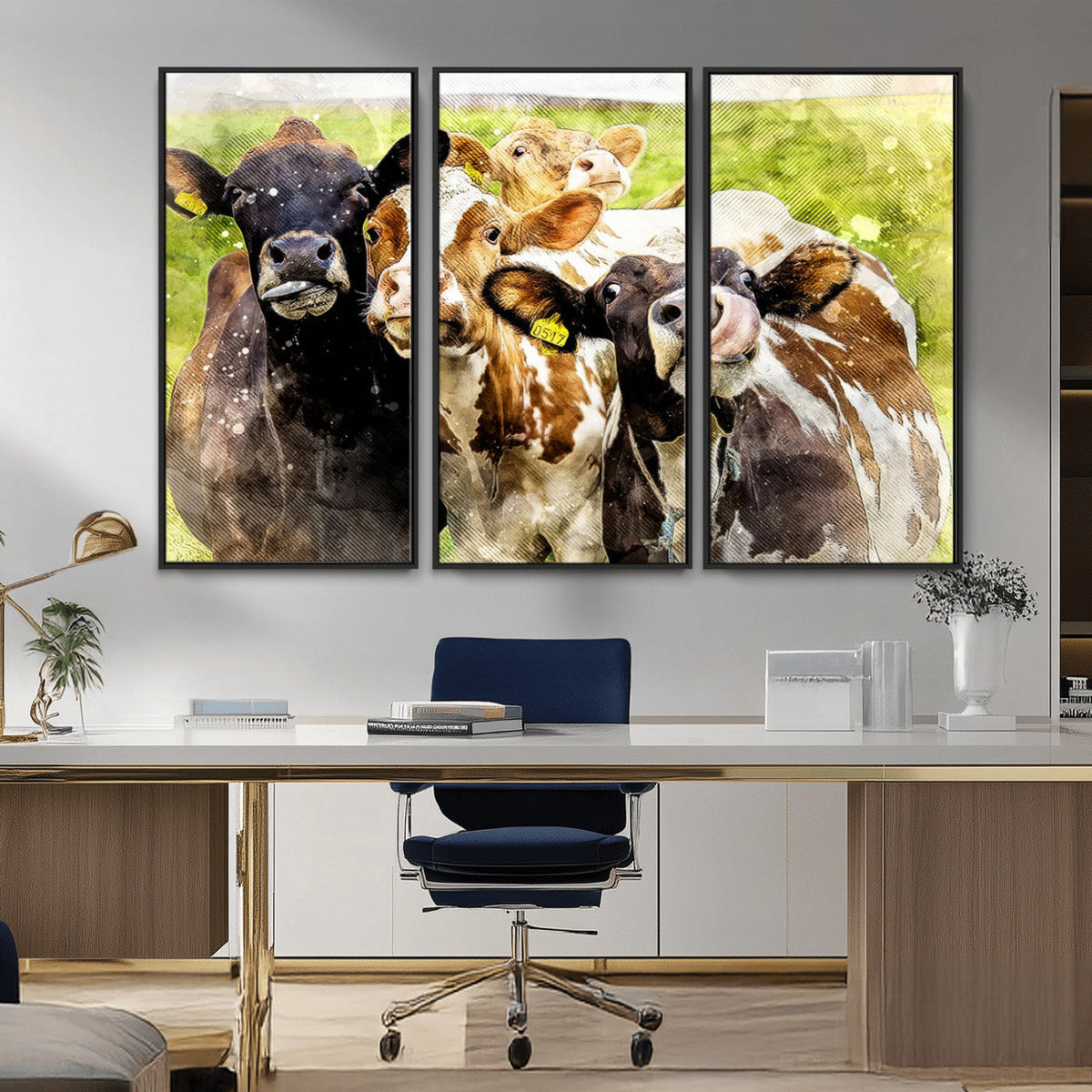 Curious Cows Farmhouse Wall Art | Ready to Hang and Framed