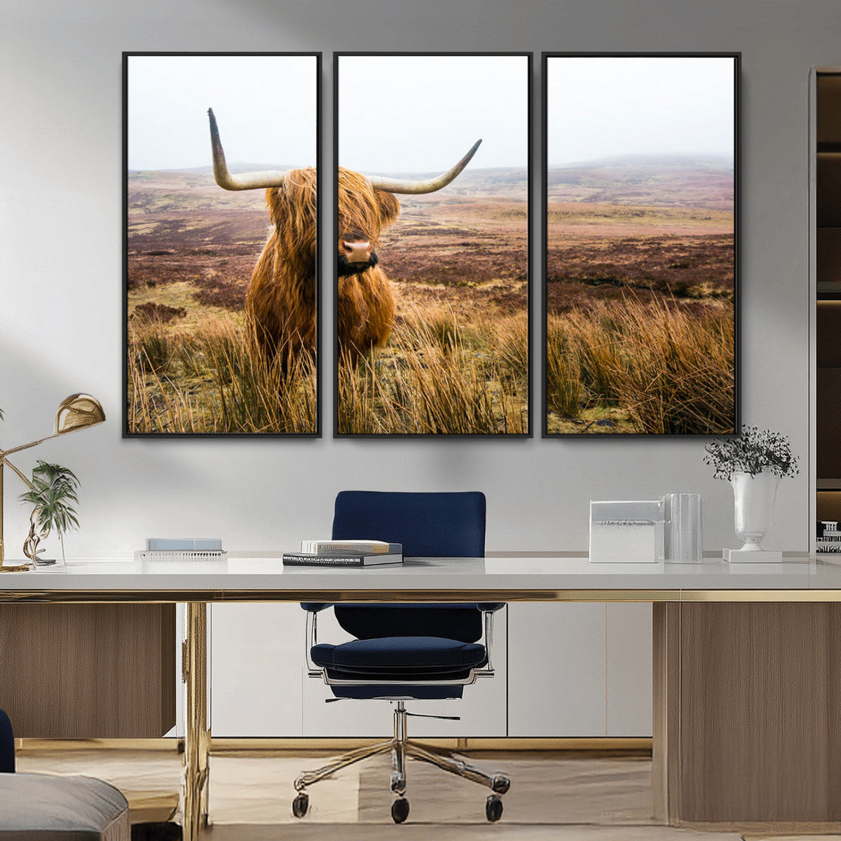 Scottish Highland Cow Canvas Wall Art – Rustic Farmhouse