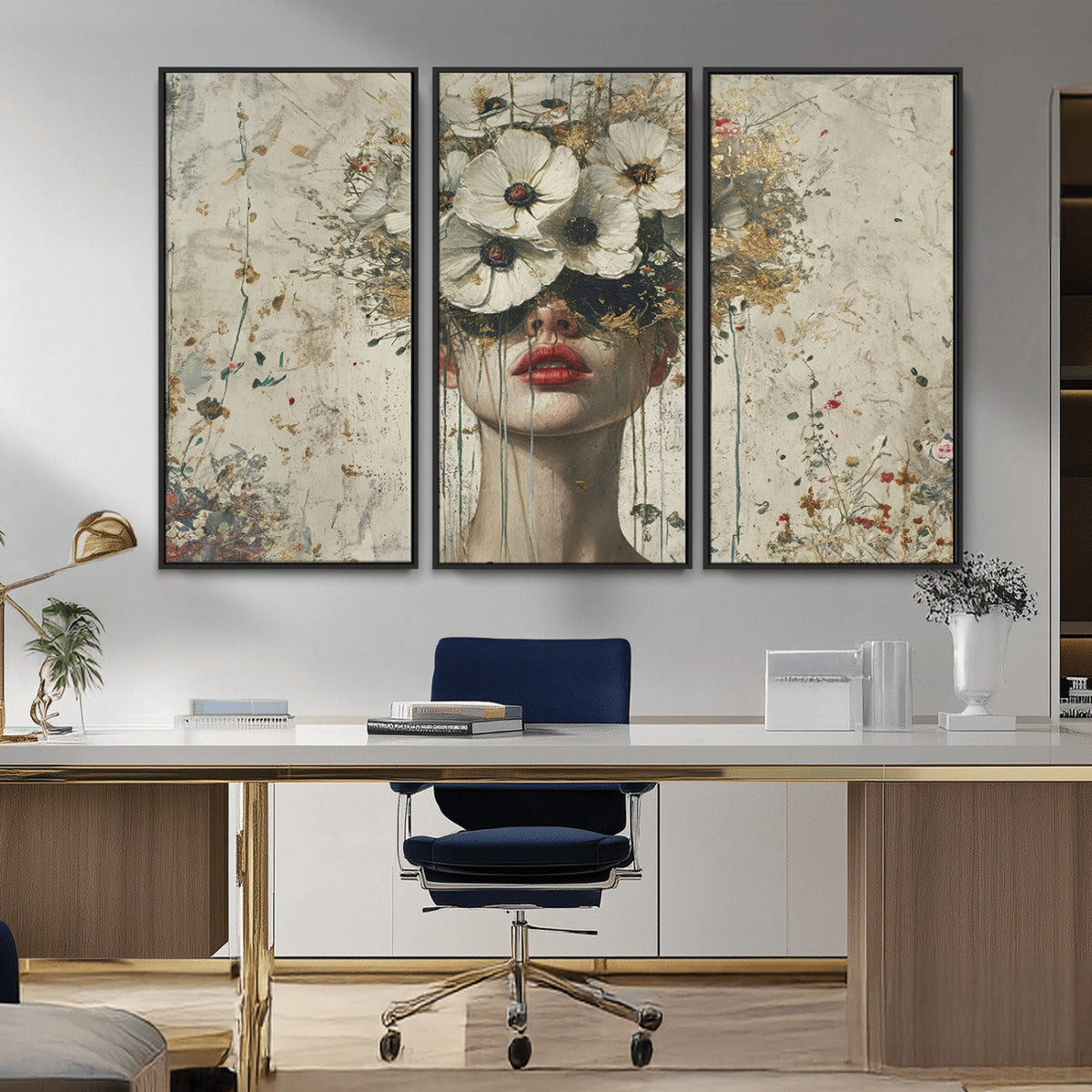 Abstract Floral Women Patel Wall Art Canvas Print
