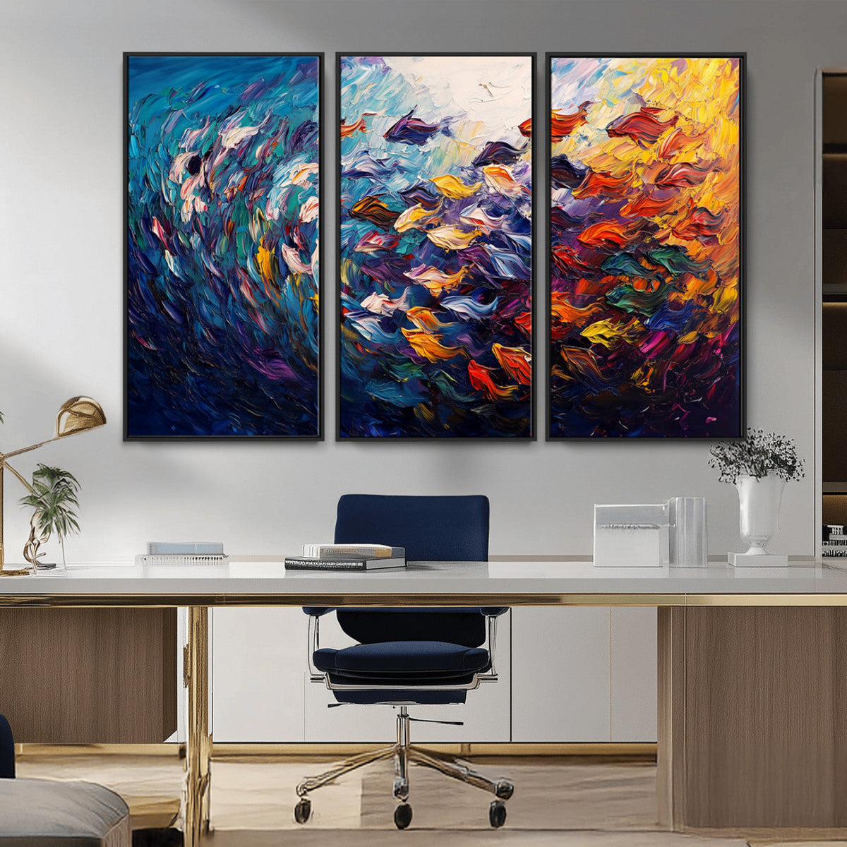 Vibrant Abstract Fish Swarm Art – Colorful Fish Inspired