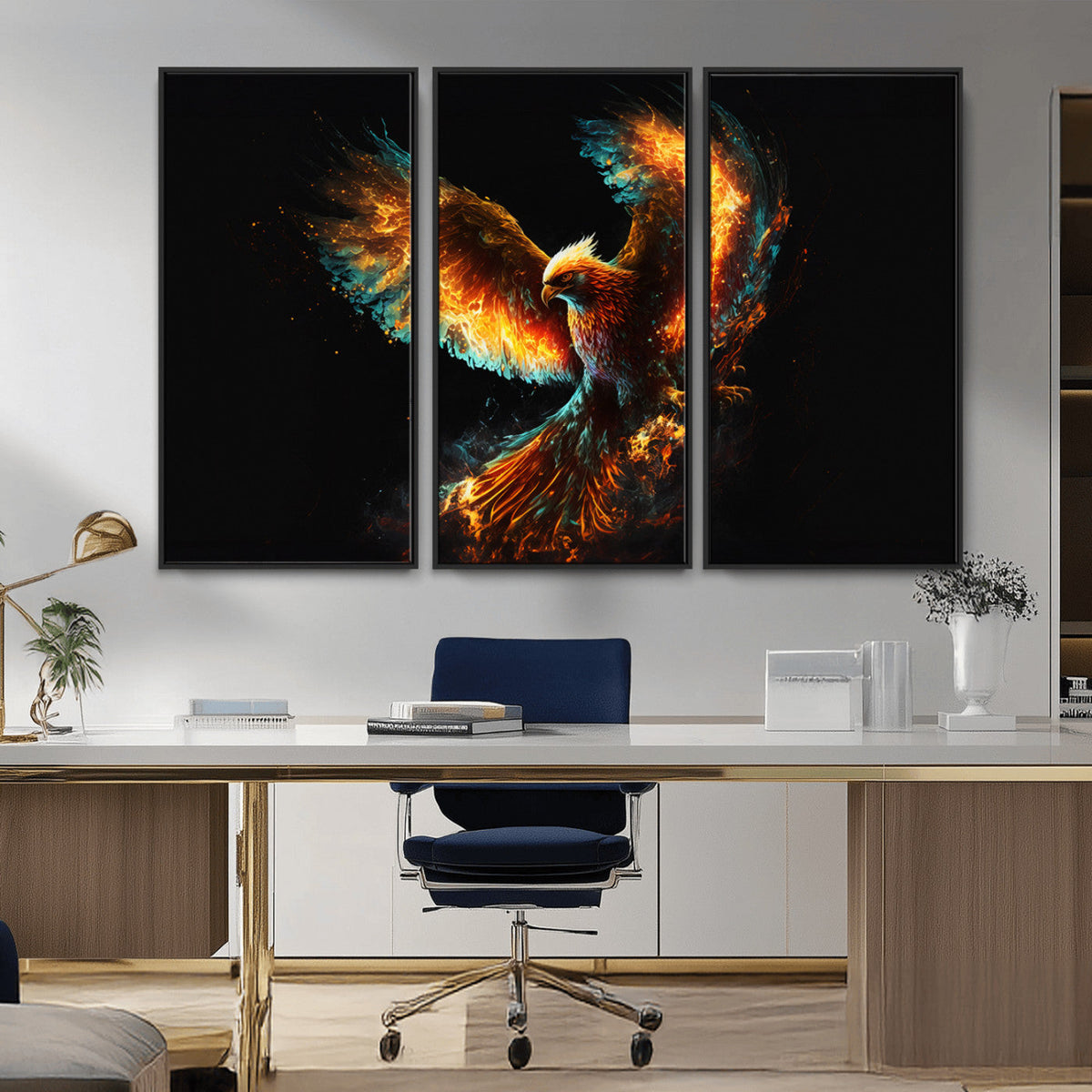 Fiery Phoenix Canvas Print | Ready to Hang Wall Art | Bold