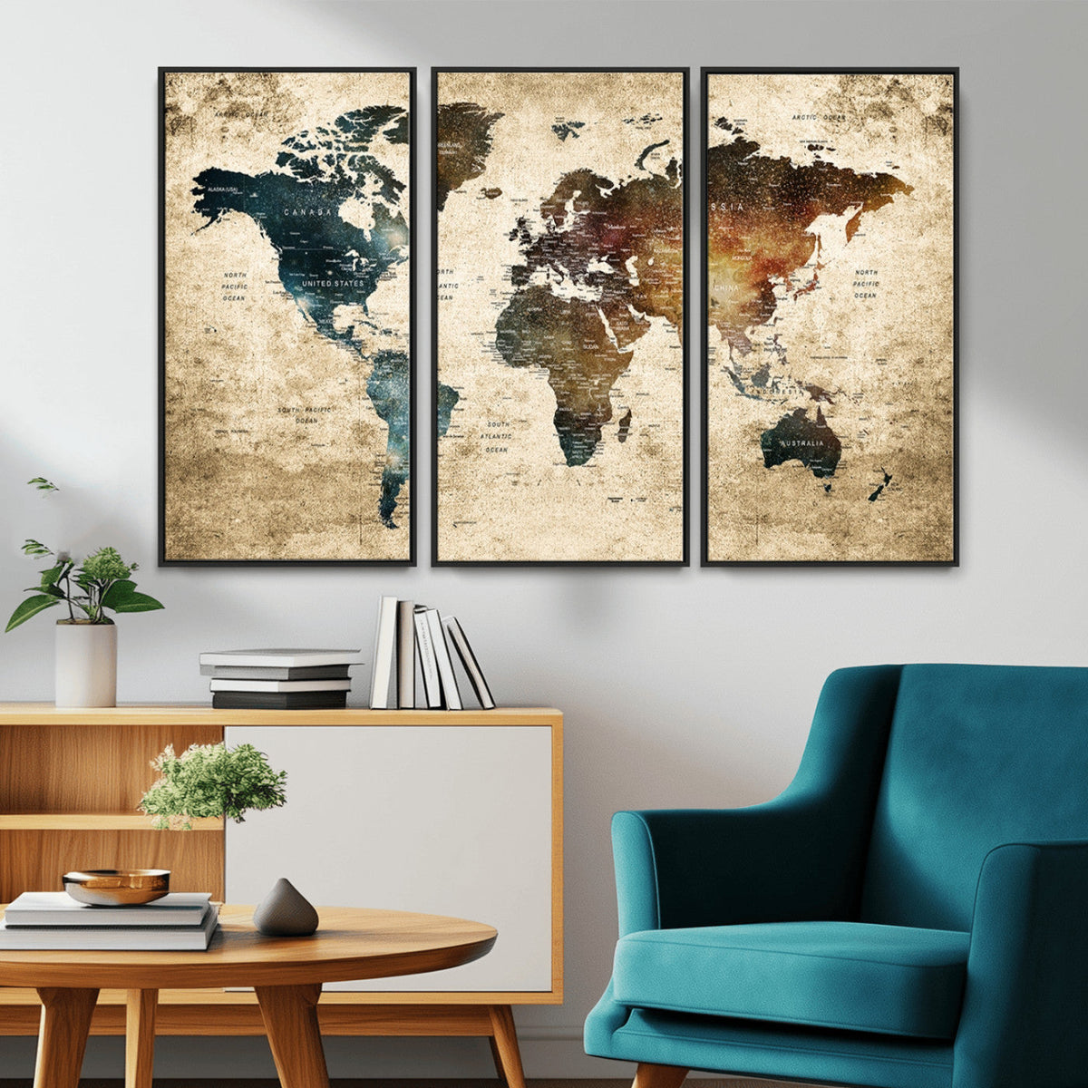 World Map Canvas Print – Detailed Map of the World Wall Art