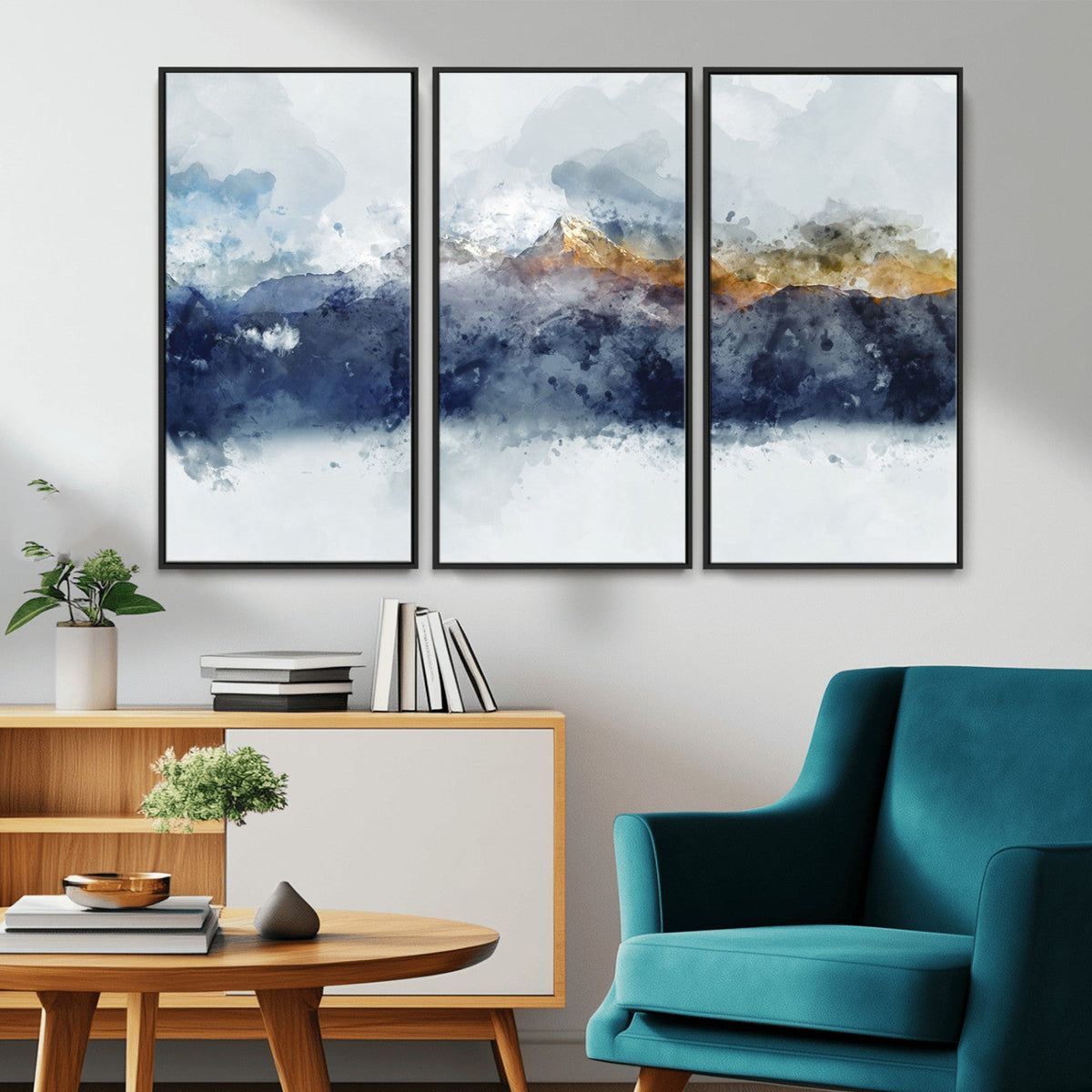 Abstract Mountain Range Art Canvas Print | 3 Panel