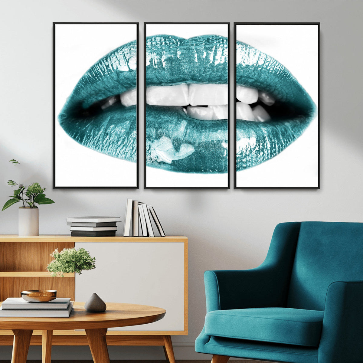 Blue Lips Wall Art Canvas Print