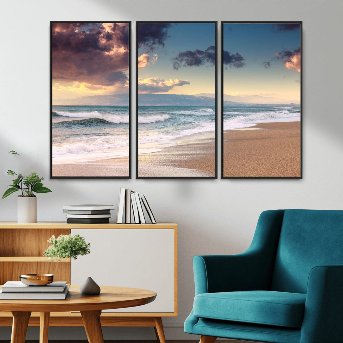 Cloudy Weather Beach Sunset Canvas Print | Sunrise Wall Art