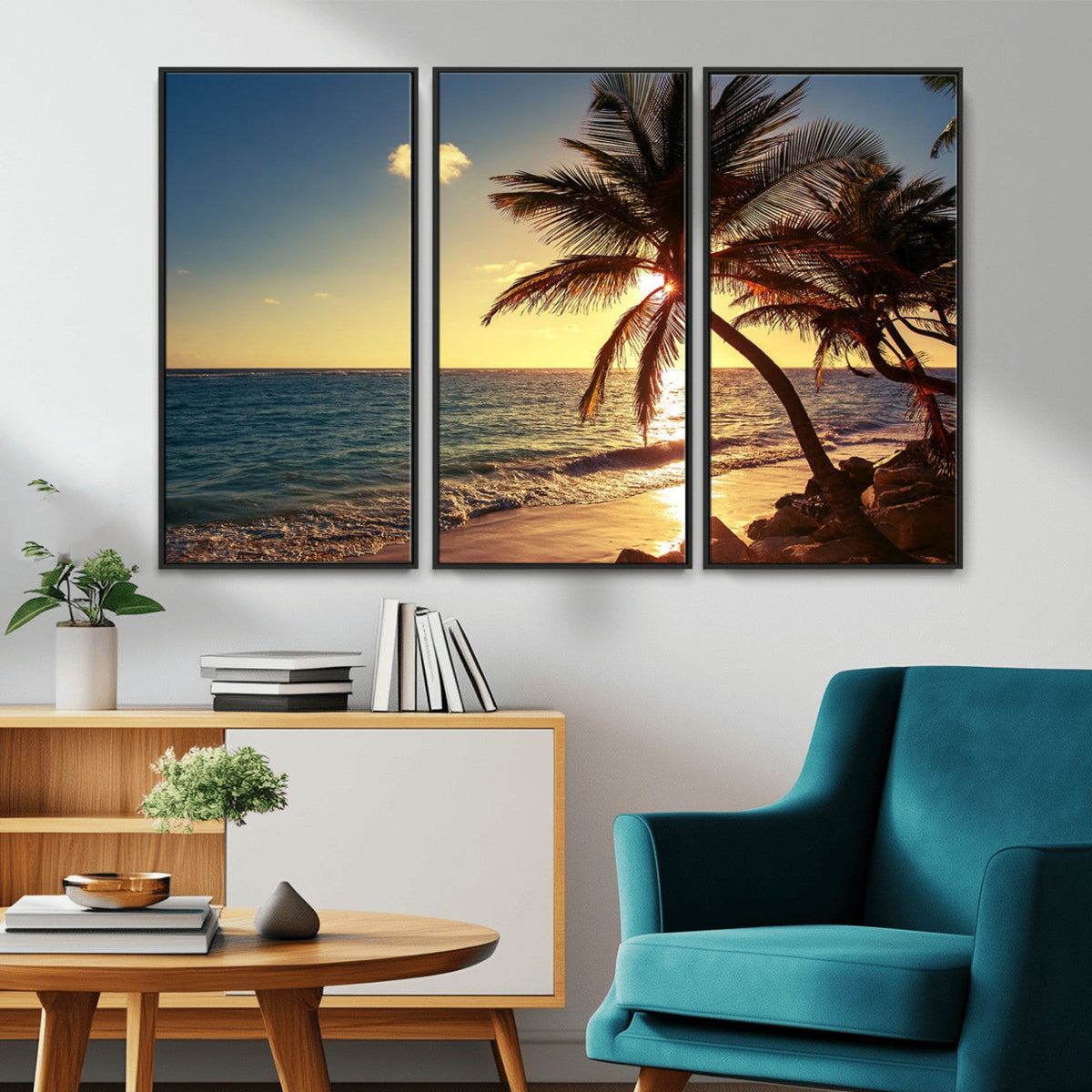 Sunset Palm Trees Wall Art Canvas Print