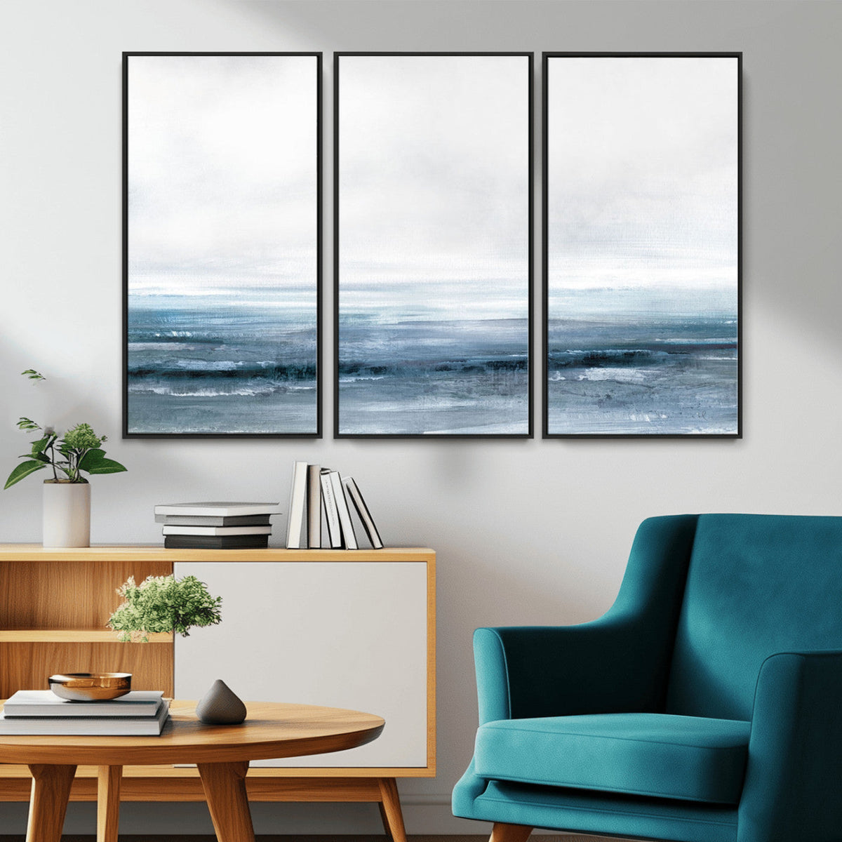 Blue Ocean Abstract Artwork Wall Art Canvas Print