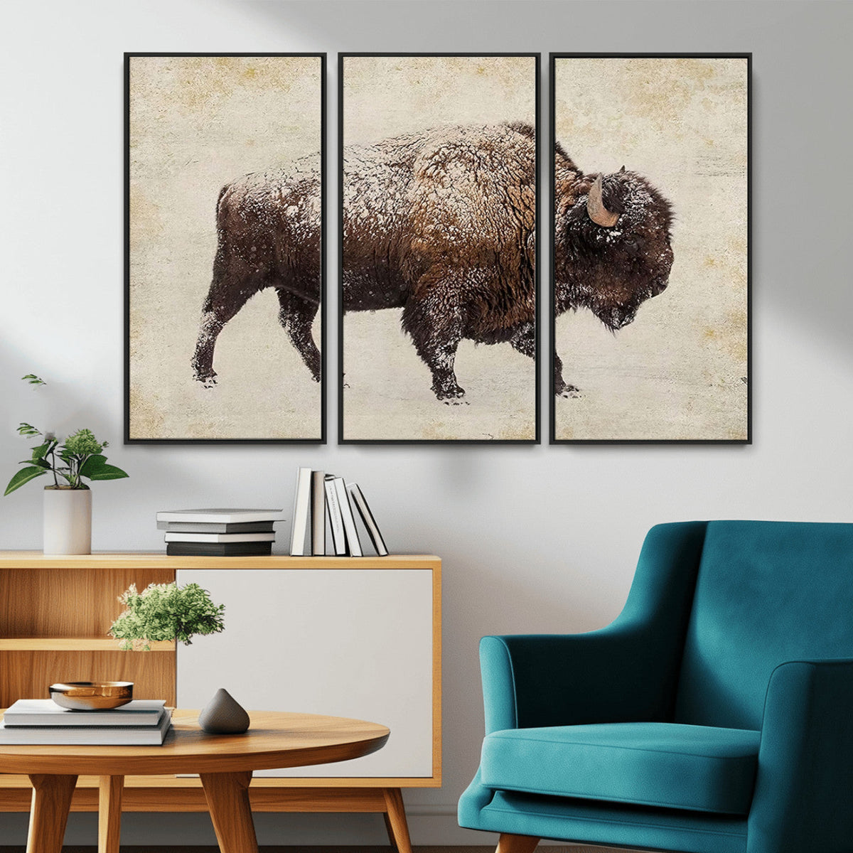 Buffalo Wall Art, Western Bison Canvas Print, Rustic Buffalo
