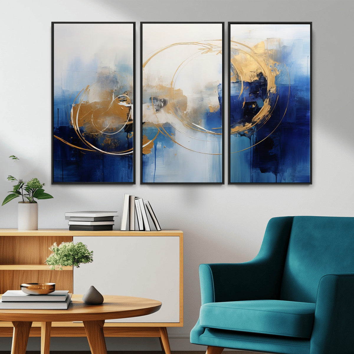 Navy Blue Abstract Wall Art Canvas Print