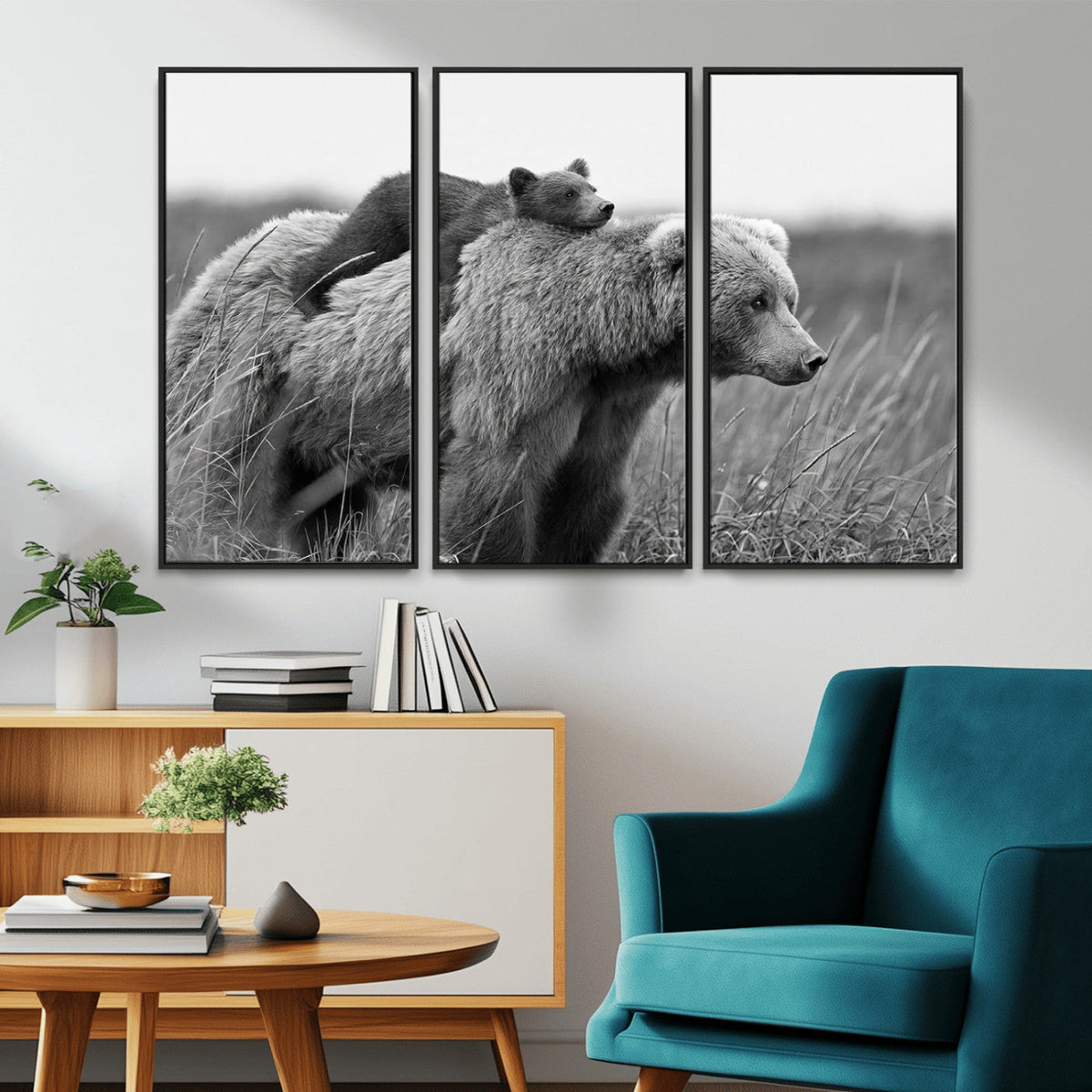 Bear and Cub Wall Art Canvas | 399 Bear Cub