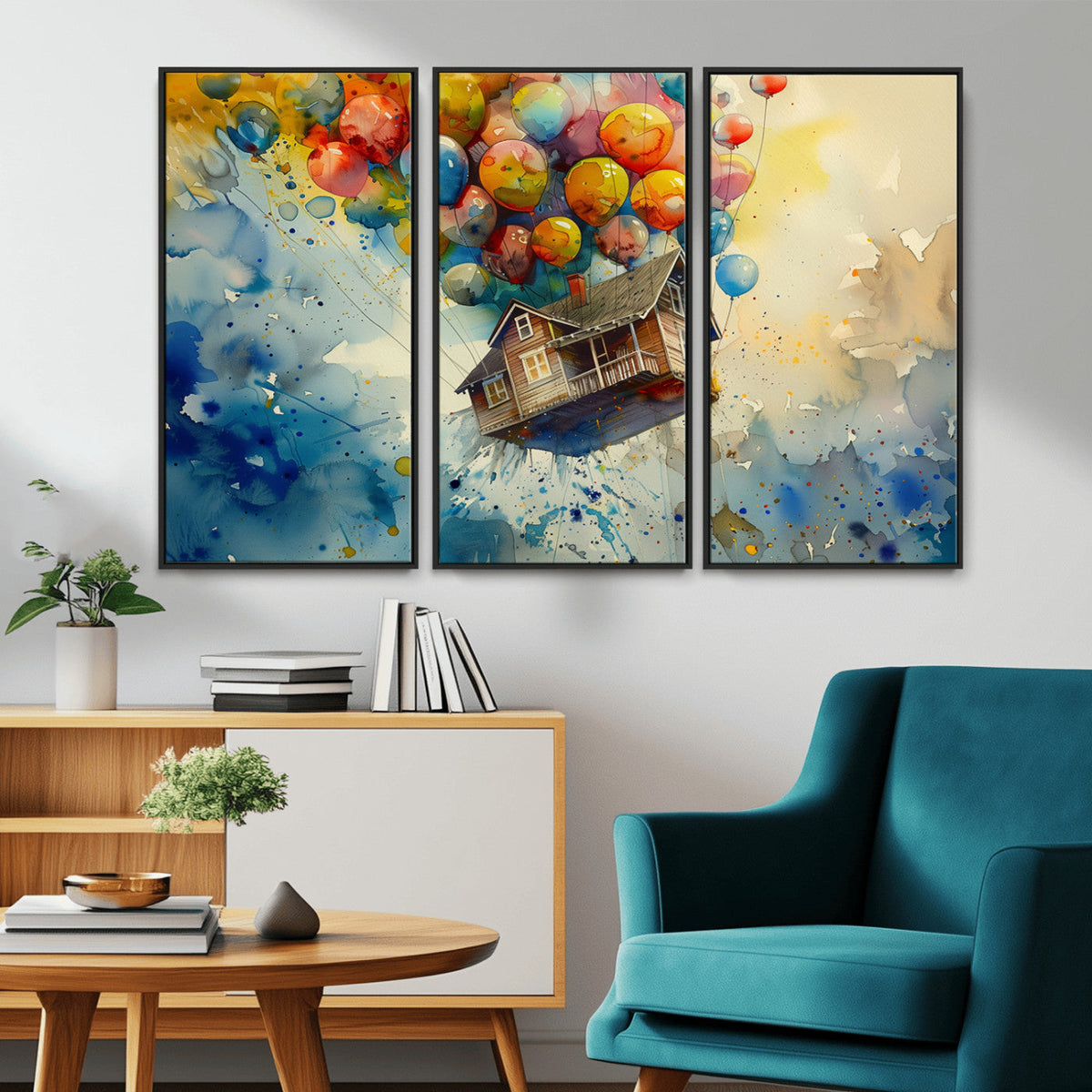UP-Inspired Floating House with Balloons Canvas Art –