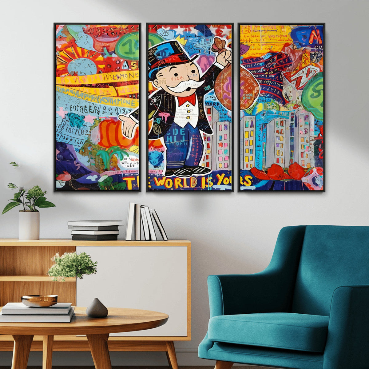 Pop Art Monopoly Man Canvas Wall Art Print - Bold and