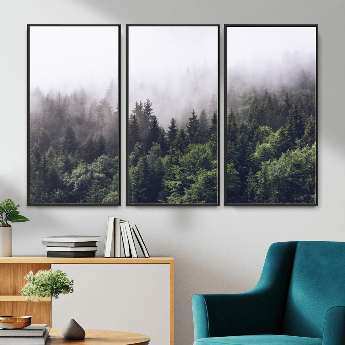 Misty Forest Wall Art | Foggy Forest Canvas Print | Large