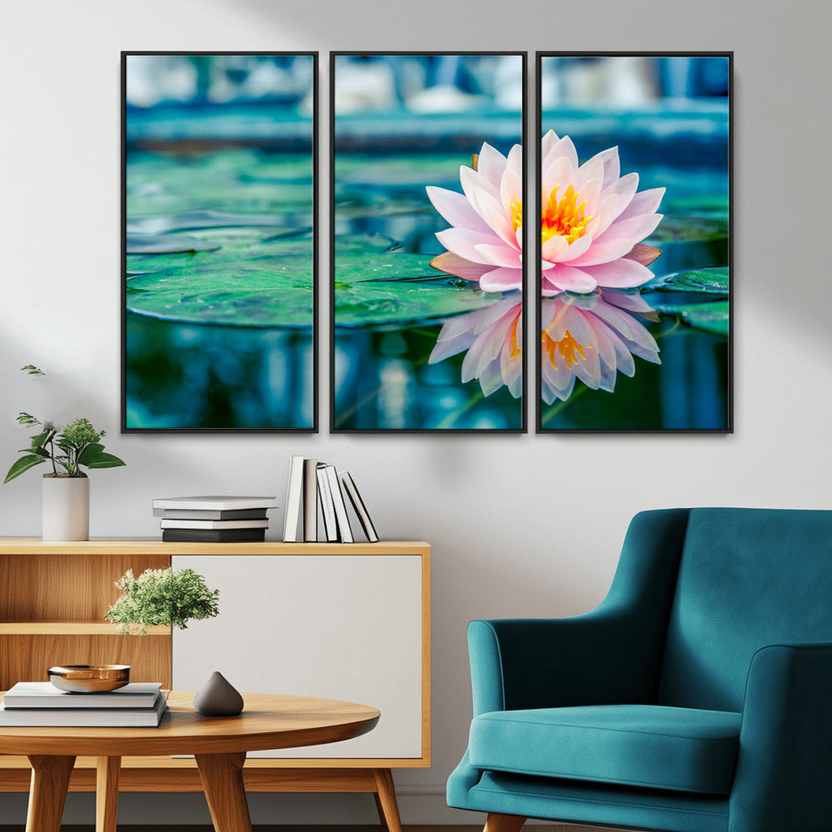 Lotus Flower Wall Art Canvas Print, Water Lily Large Wall