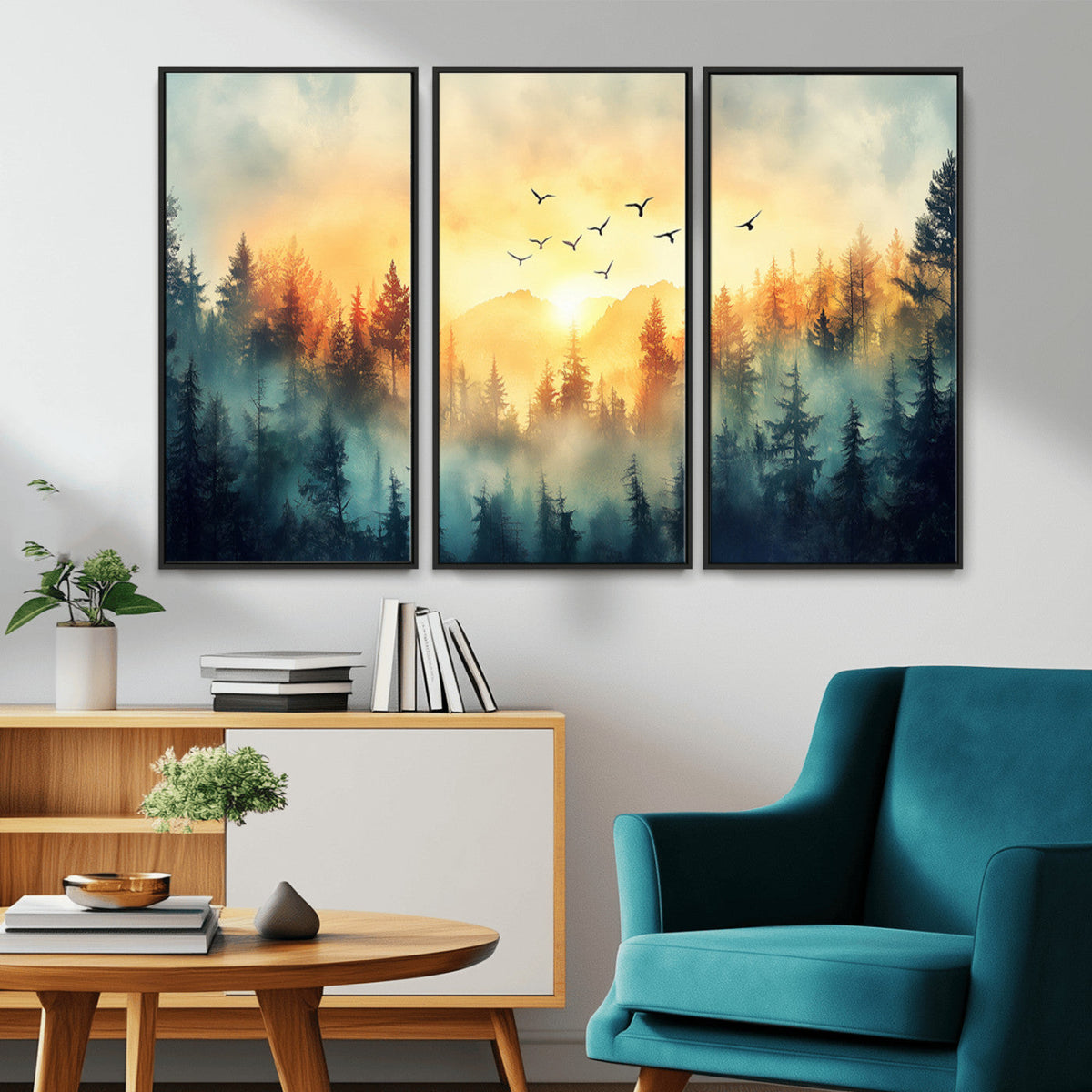 Abstract Forest Wall Art Print- Serene Nature Canvas Print