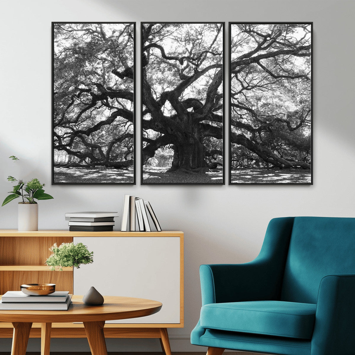 Ancient Oak Wall Art Canvas Print, Majestic Twisted Branches