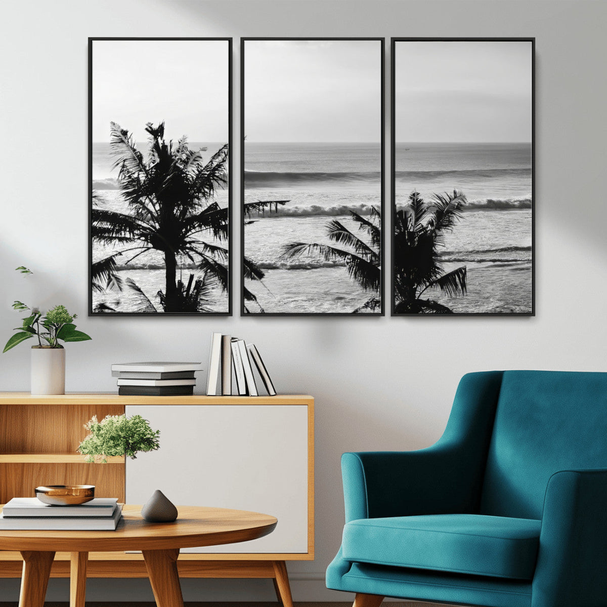 Tropical Coastline Wall Art Canvas Print – Framed Palm Trees