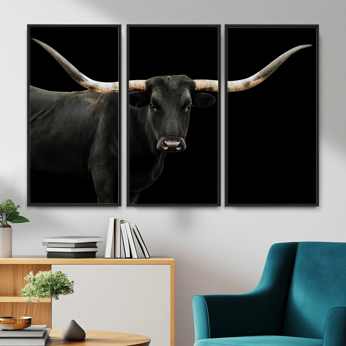 Longhorn Cattle Wall Art Canvas Print – Framed Texas Ranch