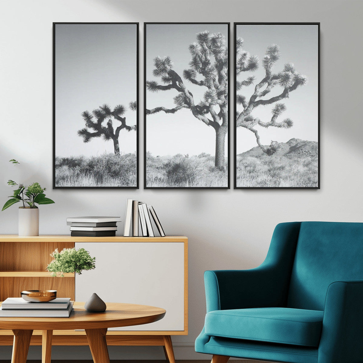 Joshua Tree Wall Art Canvas Print – Framed Black White