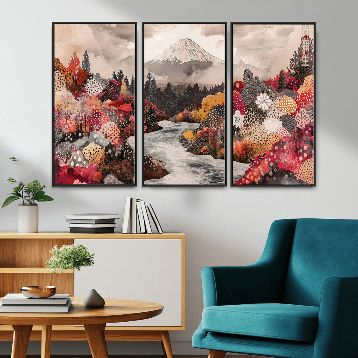Mountain Wall Art Canvas Print – Framed Autumn Forest