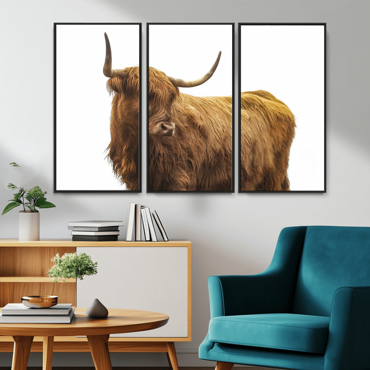 Highland Cow Wall Art Canvas Print – Framed Farmhouse Rustic