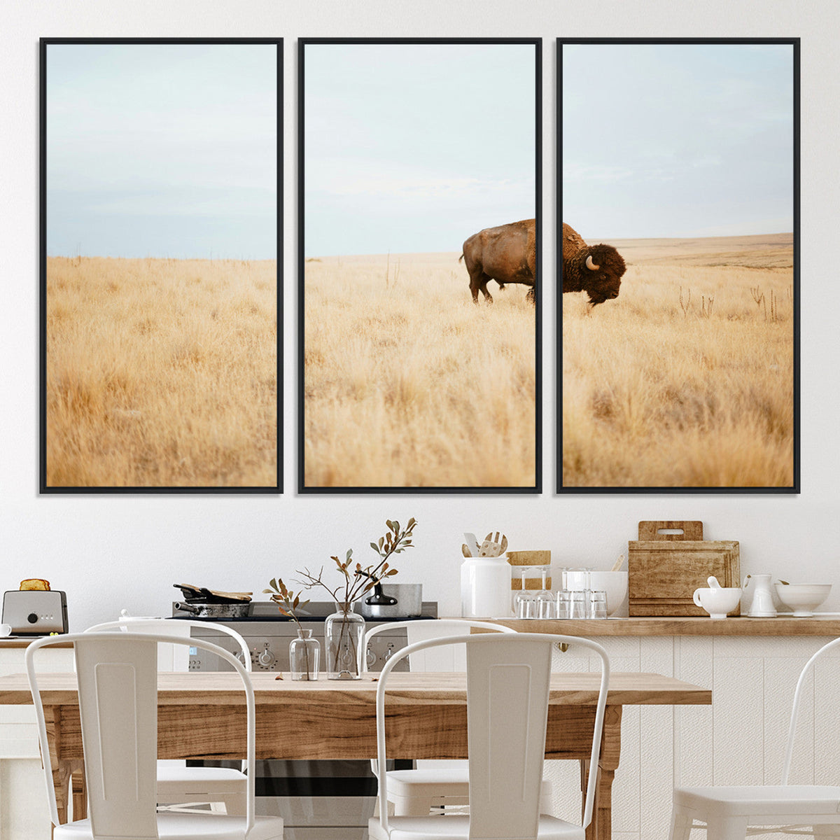 Buffalo Wall Art Canvas Print – Framed Western Wildlife
