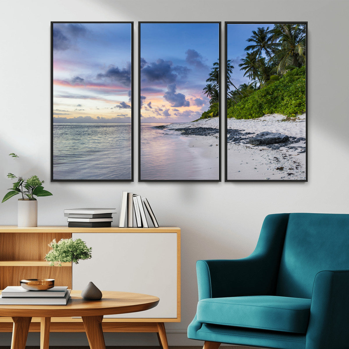 Tropical Beach Wall Art Canvas Print – Framed Sunset Glow