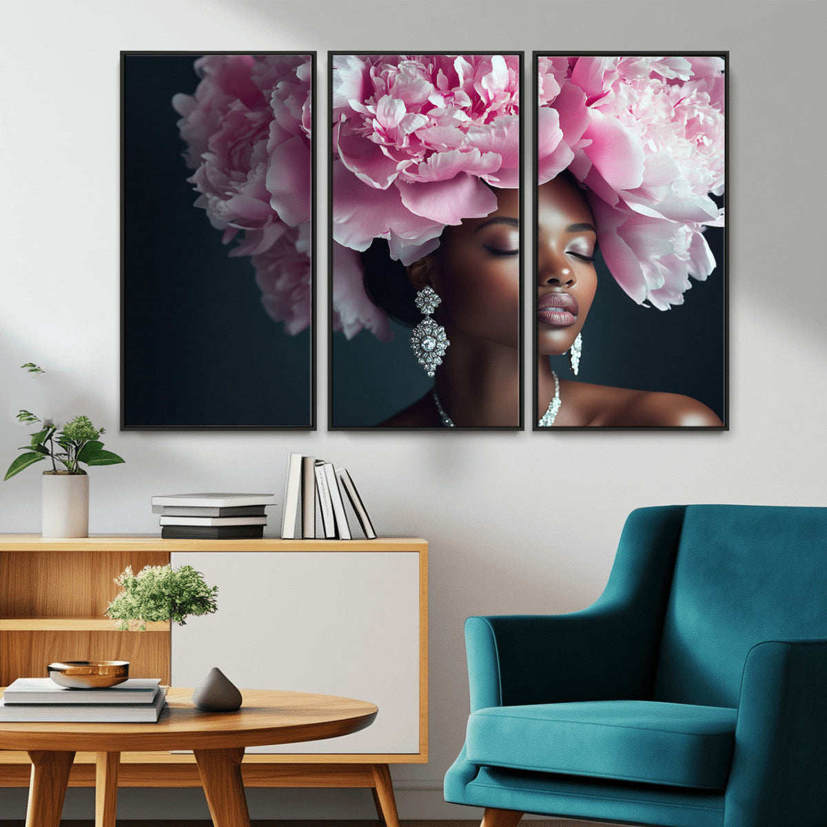 Black Beauty Petal Crown Wall Art Canvas Print – Floral
