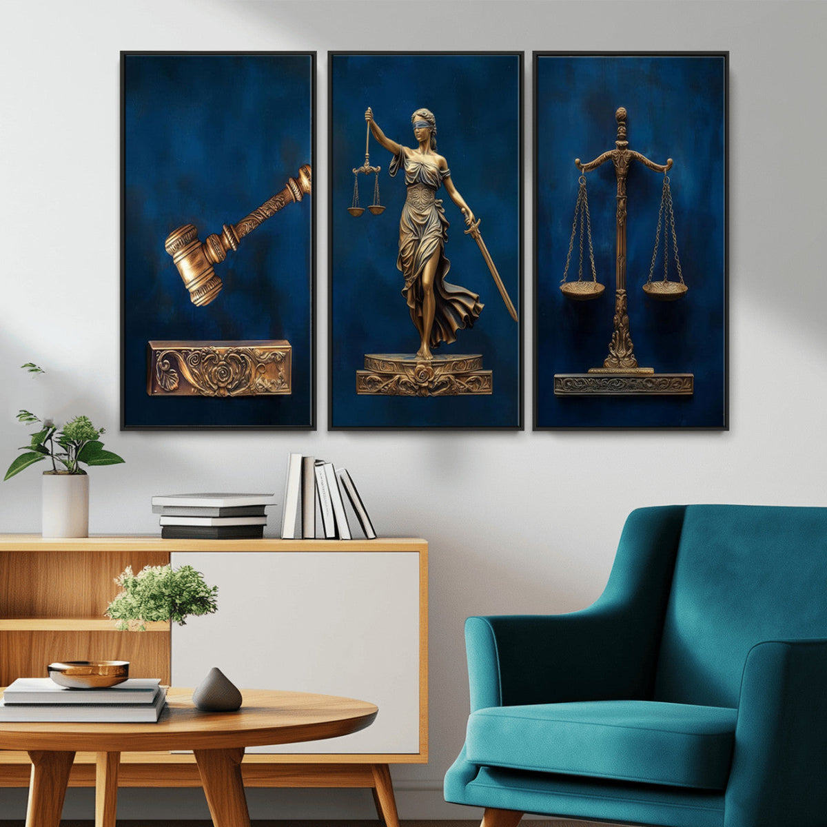Lady Justice Wall Art Canvas Print – Elegant Gold Legal