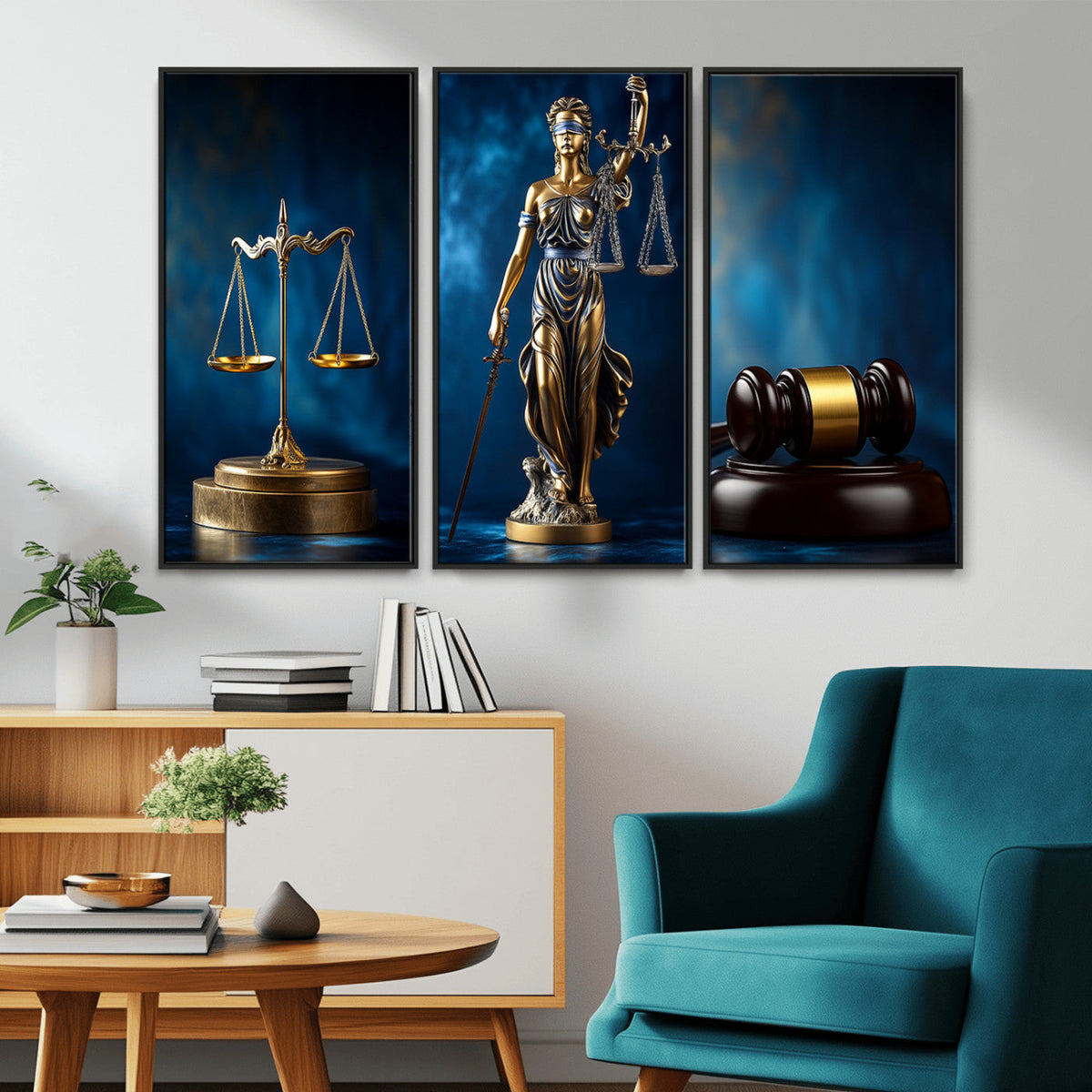 Lady Justice Wall Art Canvas Print – Elegant Gold Legal
