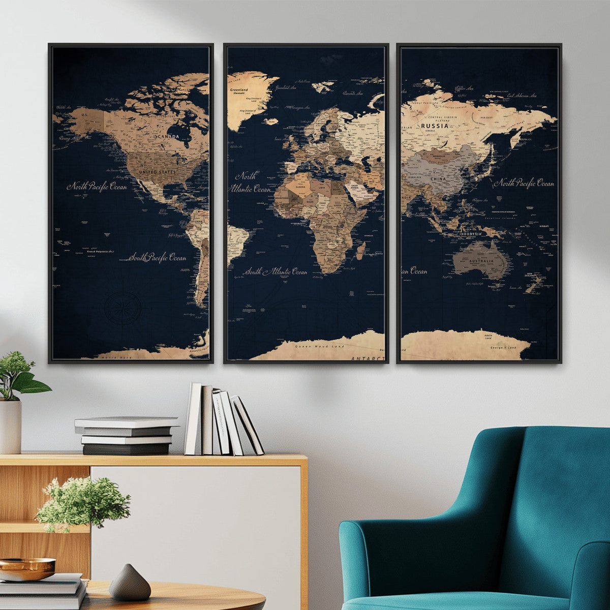 World Map Canvas Print – Detailed Map of the World Wall Art