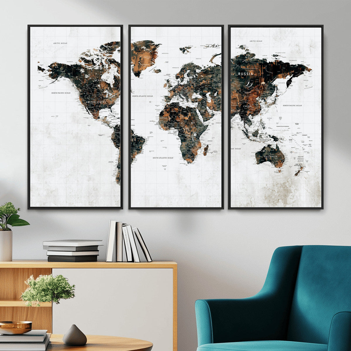 Large World Map Canvas Print – Framed Travel Map Wall Art