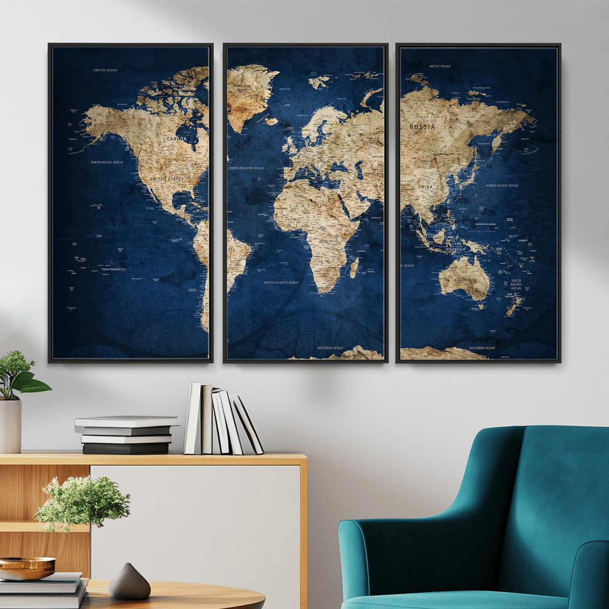 World Map Canvas Print – Framed Travel Map Wall Art for