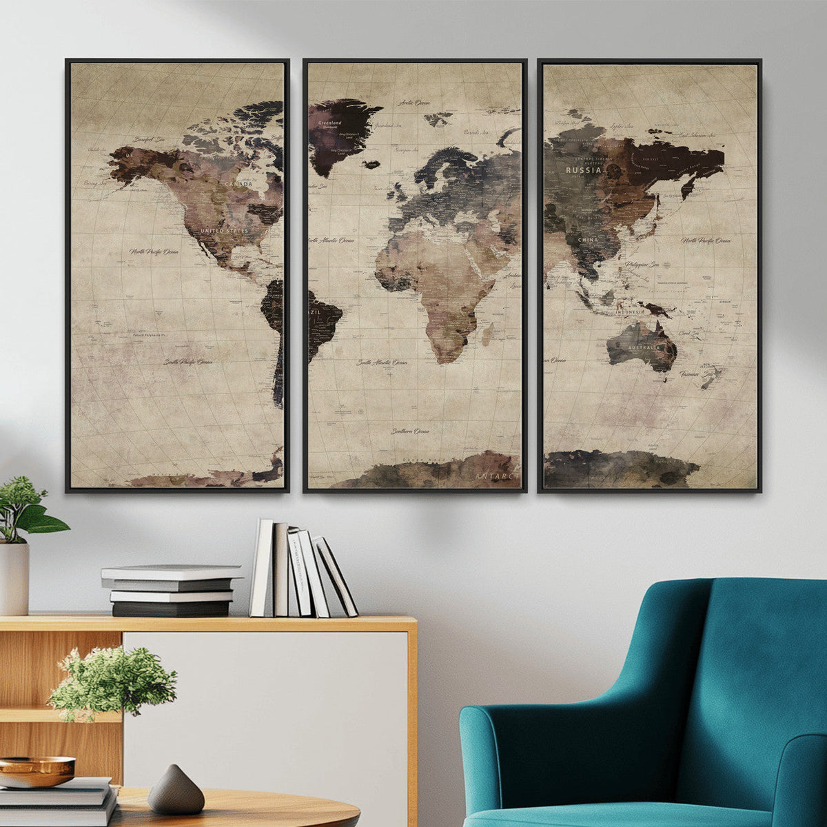 World Map Canvas Print – Detailed Map of the World Adventure