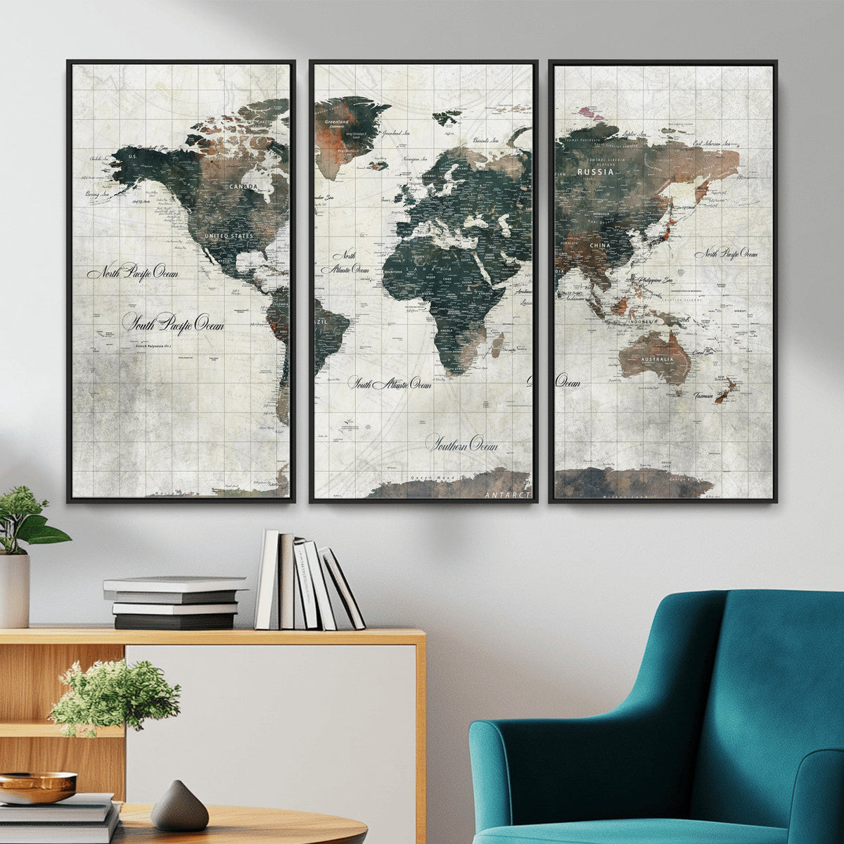 World Map Canvas Print – Framed Travel Map Wall Art for