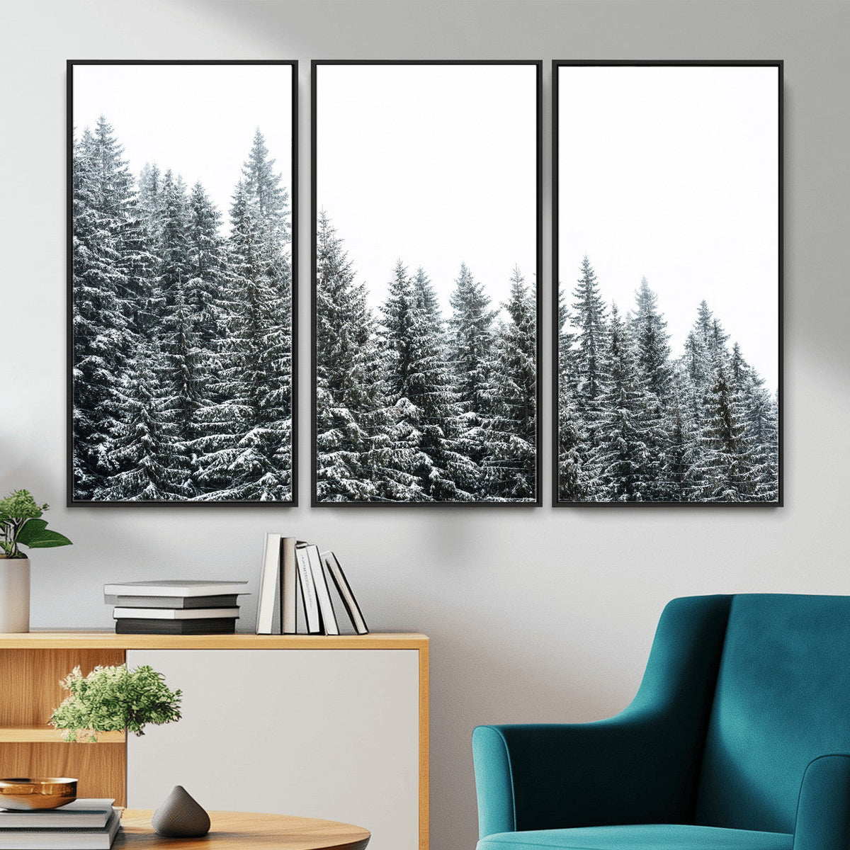 Misty Mountain Forest Canvas Print, Foggy Pine Trees Nature