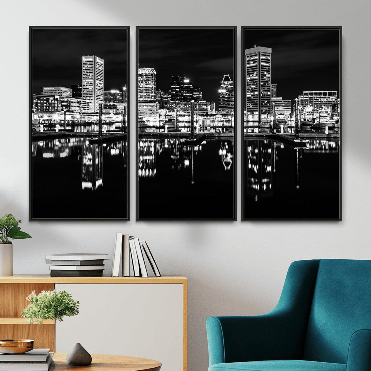 Baltimore Skyline Wall Art Canvas Print, Baltimore Downtown