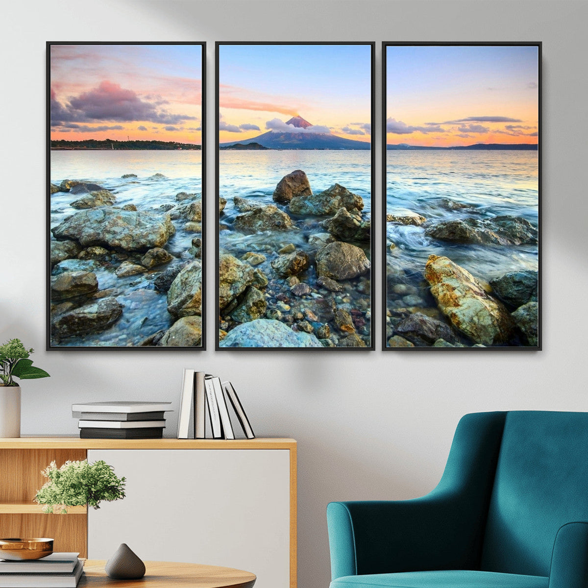 Mayon Volcano Seascape Wall Art Canvas Print, Tropical Ocean