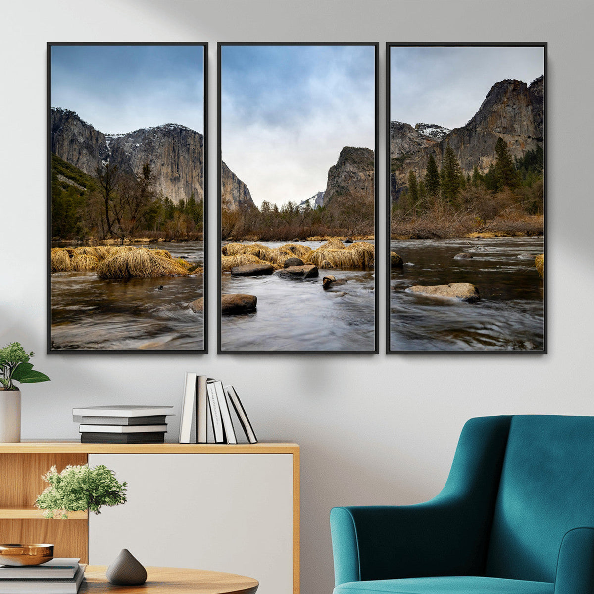 Yosemite Valley Mountain Landscape Wall Art Canvas Print,