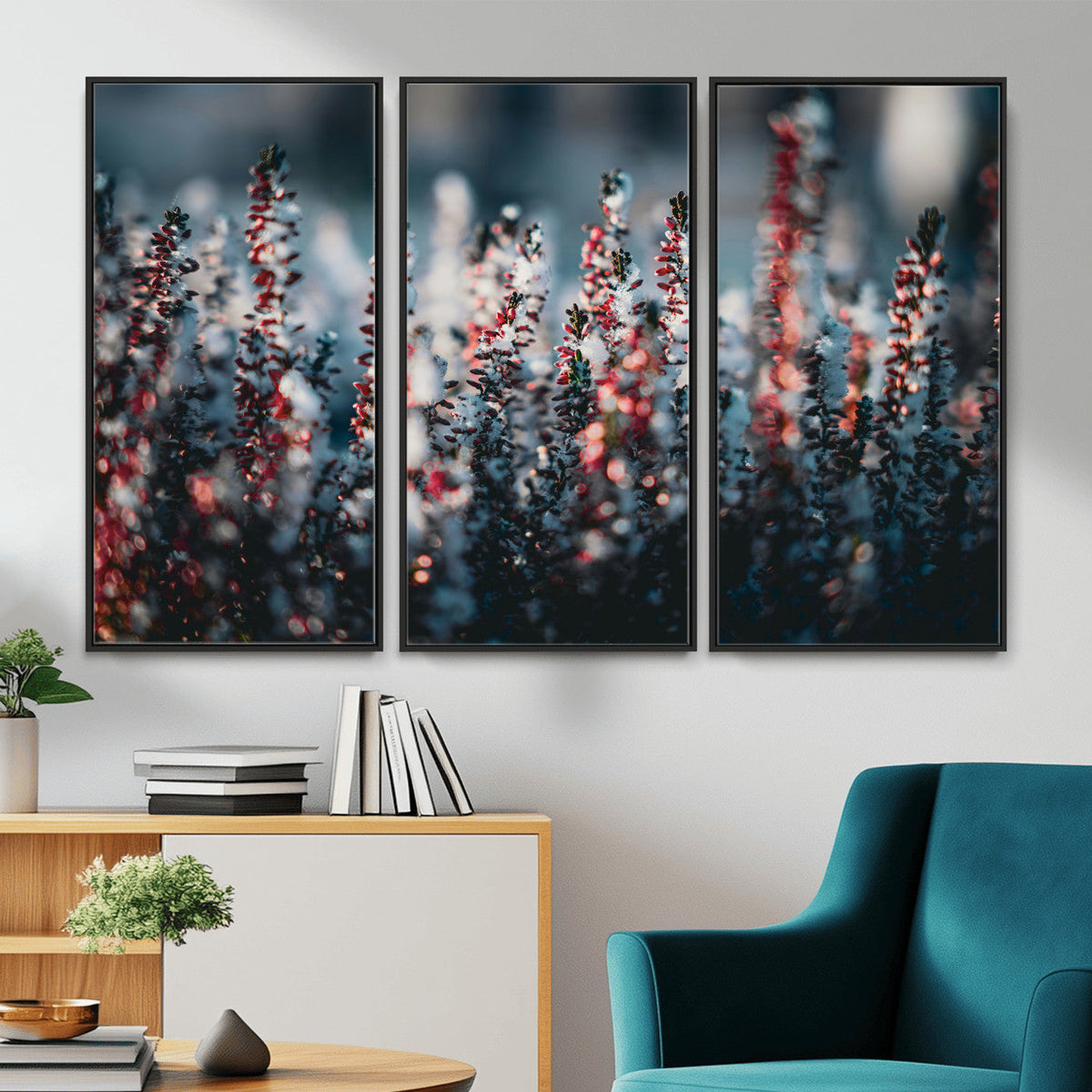 Winter Heather Wall Art Canvas Print, Frosted Floral Nature