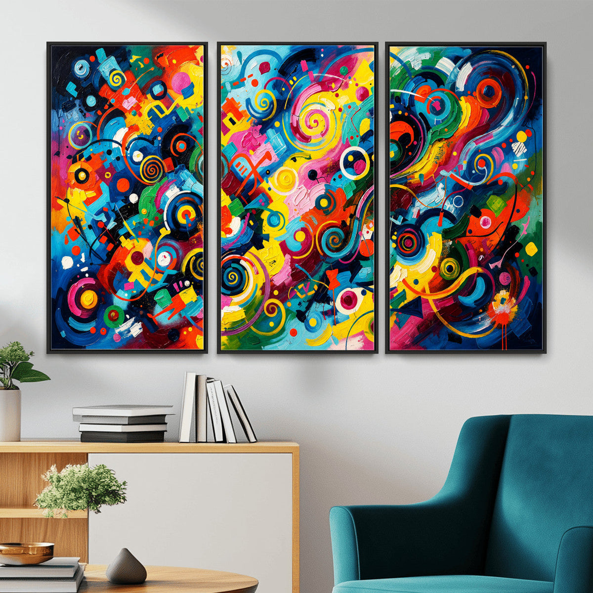 Geometric Abstract Wall Art Canvas Print, Bold Color