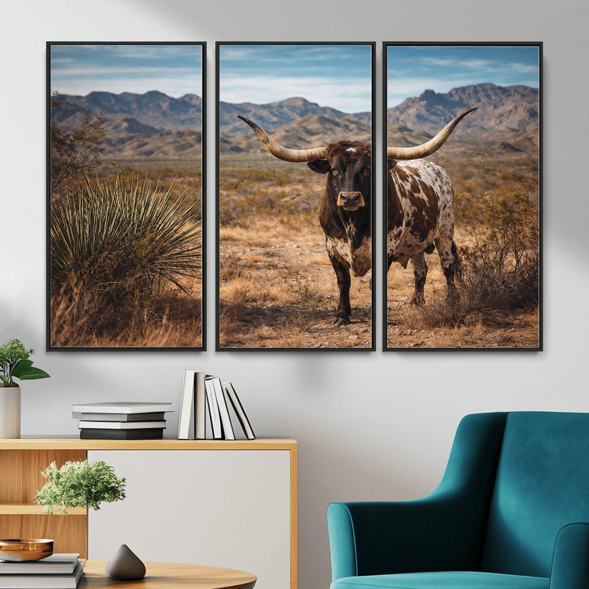 Texas Longhorn Canvas Wall Art Western Bull Desert Moody