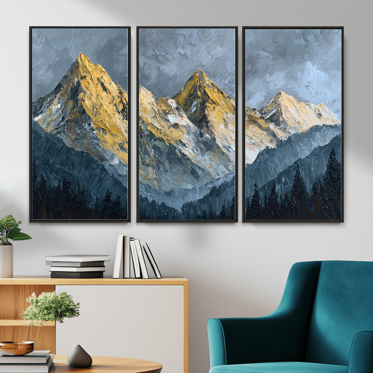 Abstract Mountain Wall Art Canvas Print Modern Landscape Painting Print