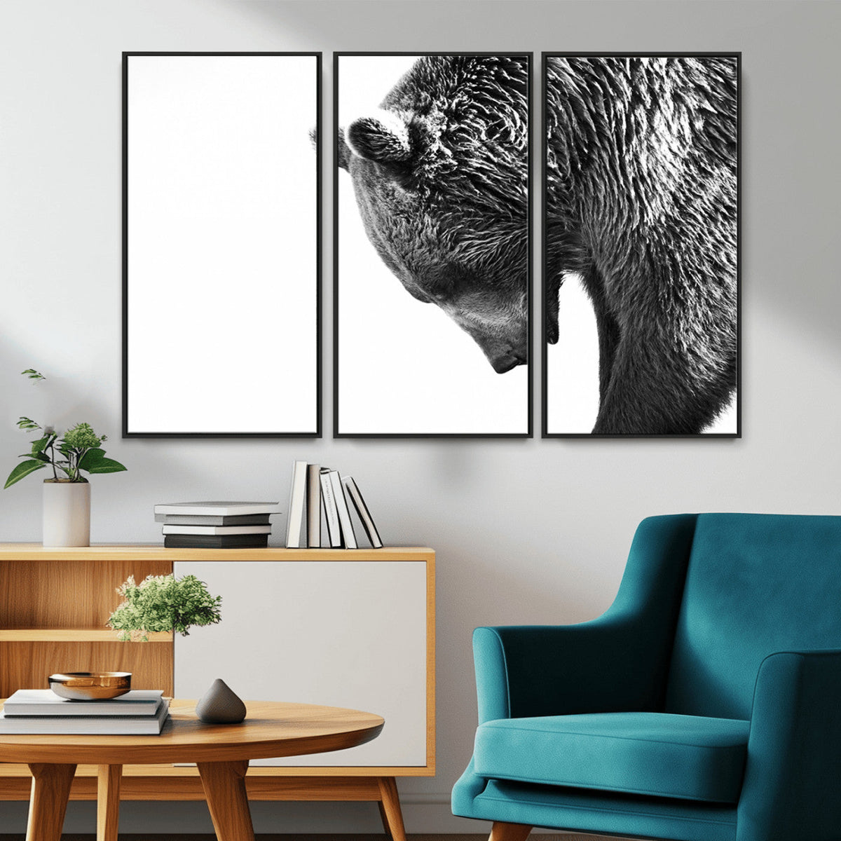 Black and White Grizzly 399 Bear Canvas Print Wall Art |