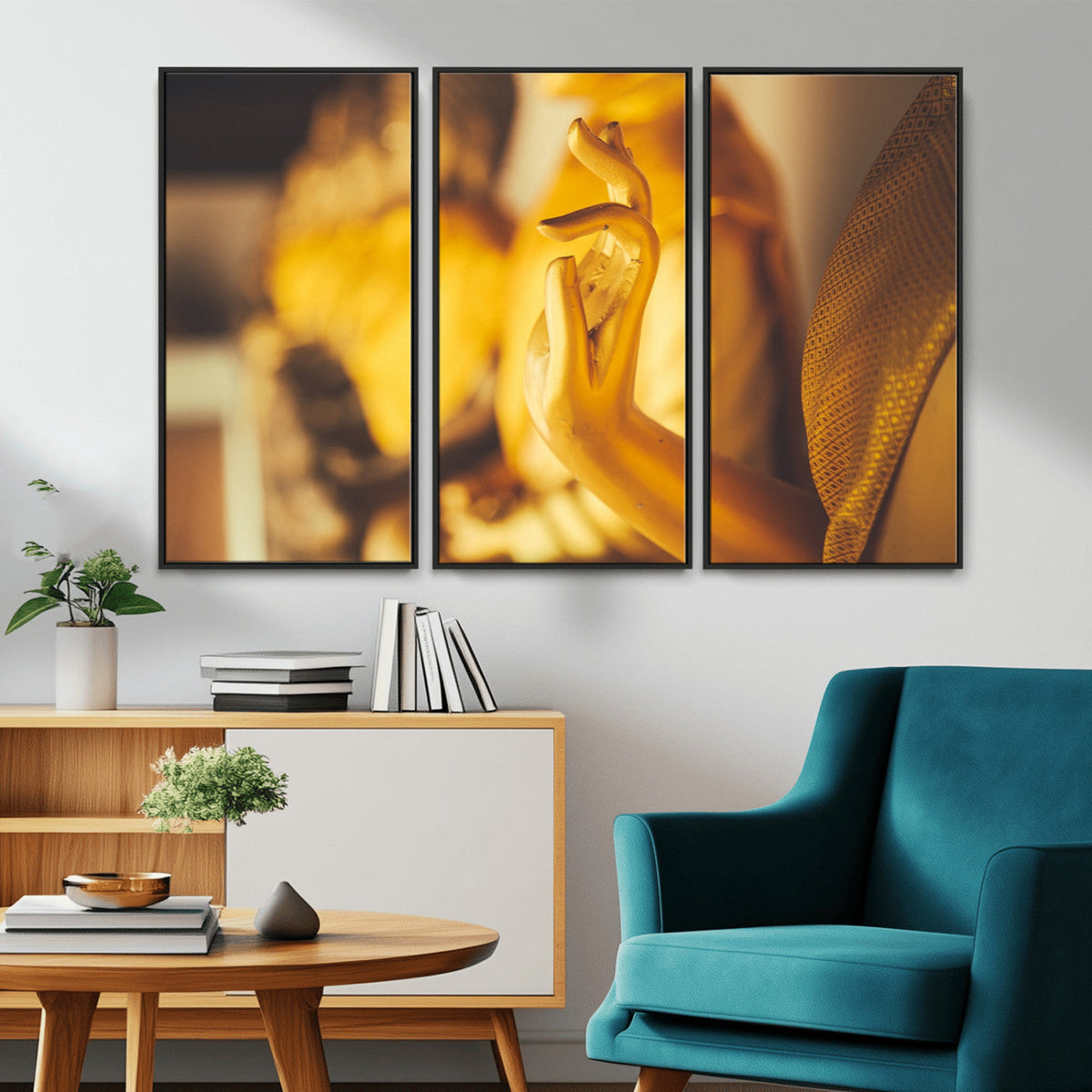 Gold Buddha Statue Hands Wall Art Canvas Print