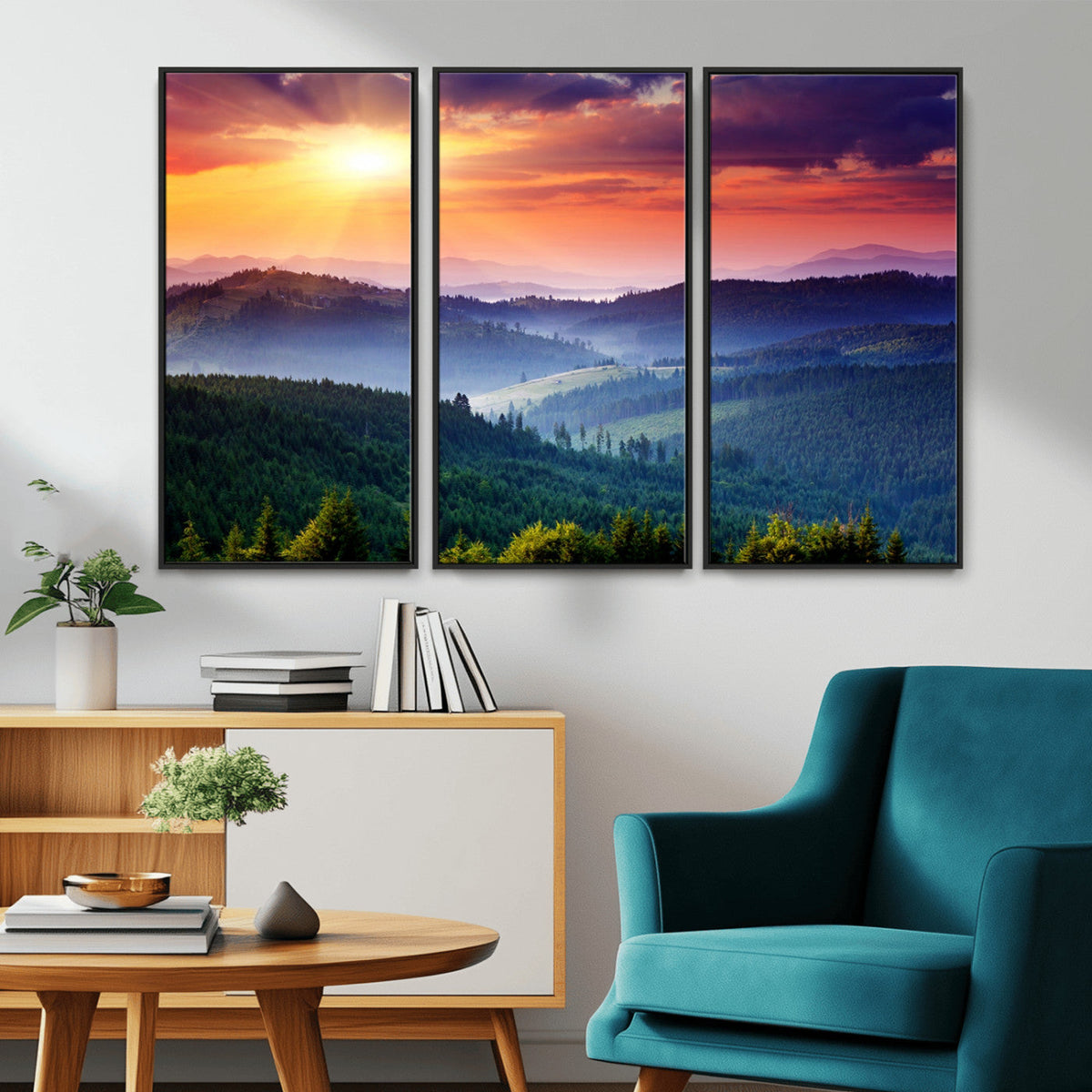 Mountain and Sunset Wall Art Canvas Print